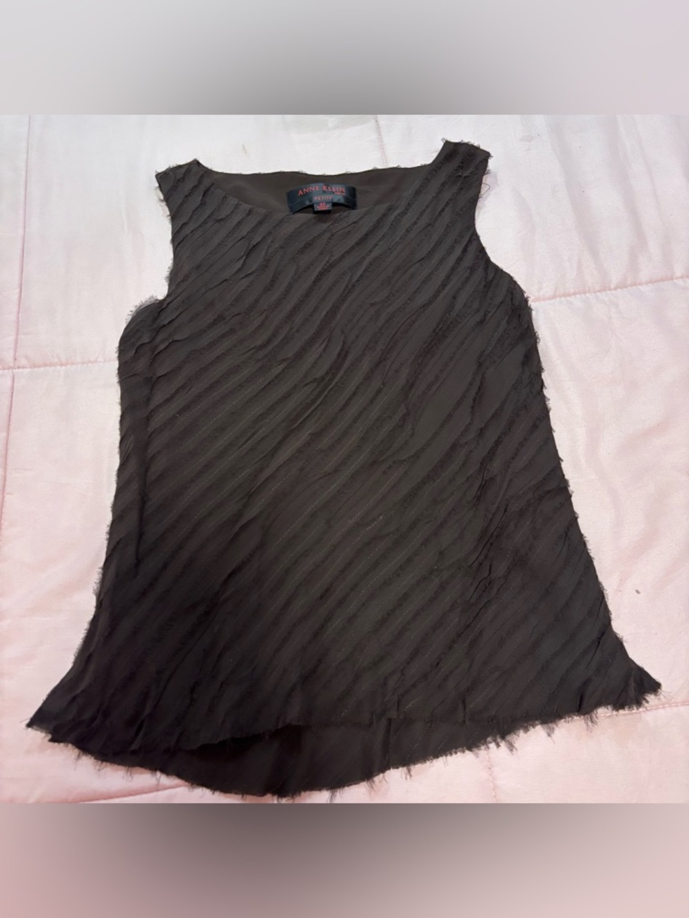 Anne Klein Black Sleeveless Textured Tank 8P